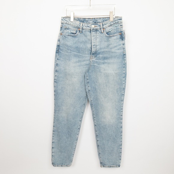 Old‎ Navy OG Straight Jeans Higher High-Rise Distressed Light Wash Size 12 - Picture 1 of 12